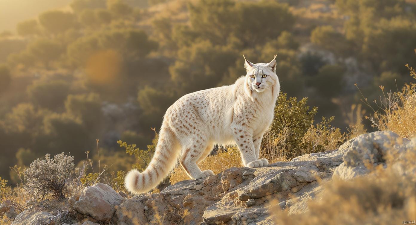 White Iberian lynx rare discovery and conservation success in Spain