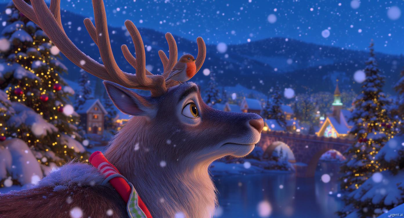 Robin and Reindeer sharing a magical yet emotional moment during Christmas night